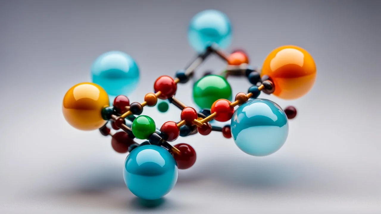 ethylene molecule space-filling model, colour-coded atoms, beautiful composition, exquisite detail, unusual, 80mm lens