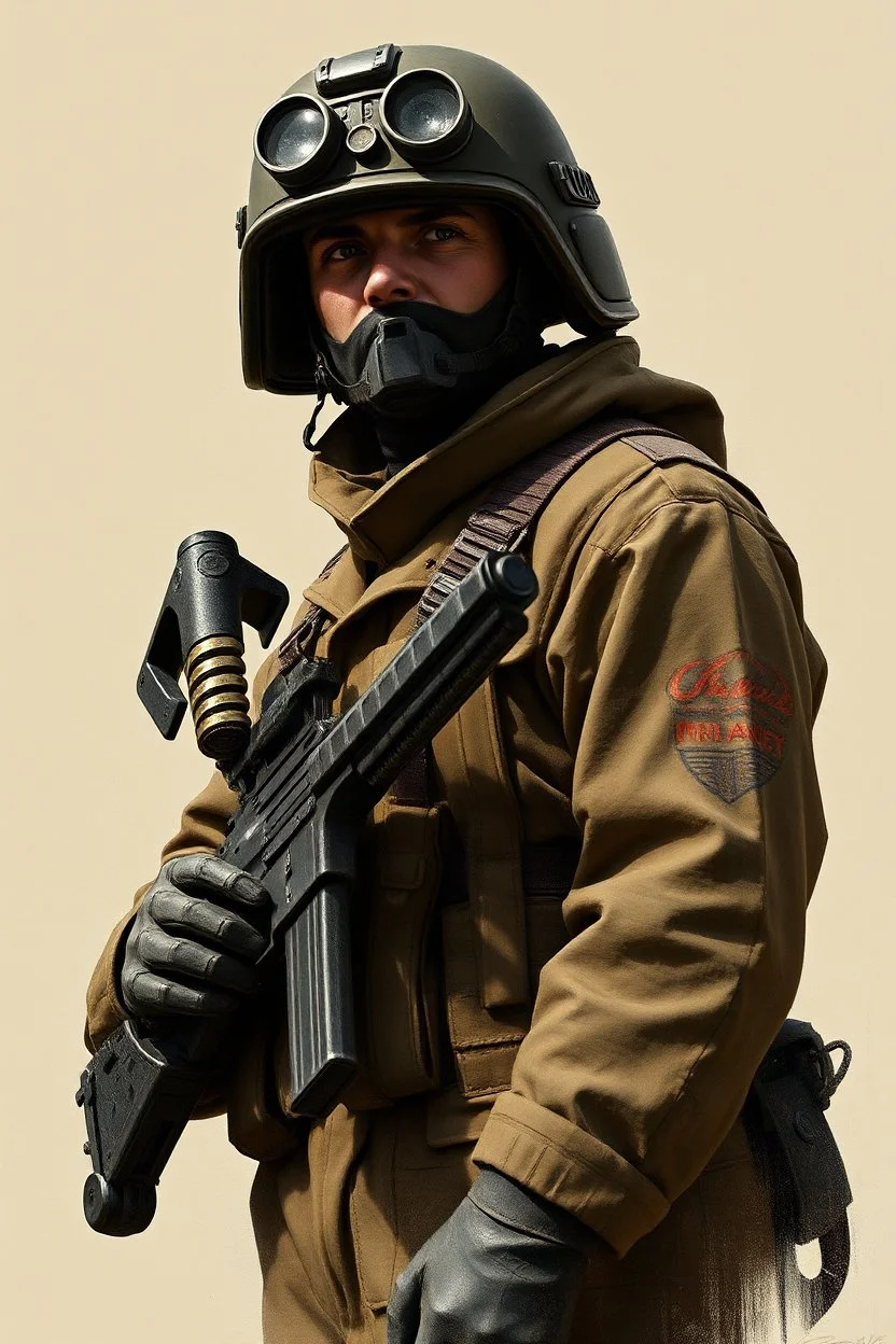 bad ass elite soldier in 1950 concept