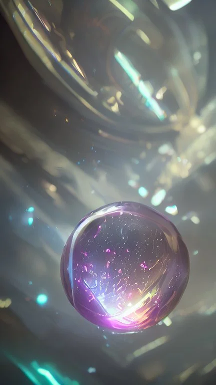 macro of a glass sphere enclosing a dimensional portal, a sparkling void, a glowing absence, high level of detail, saturated color palette, mystery atmosphere