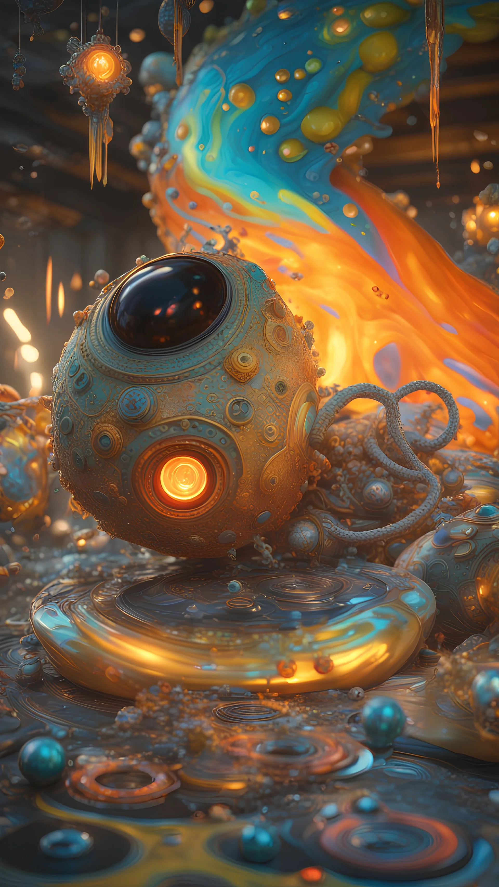 VRAY, OCTANE RENDERED, VERY DETAILED, INTRICATE, WHIMSICALultra realistic, crazy detailed, digital image, octane render, cinematic, hyper realism, 8k, depth of field, iridescent accents, vibrant, in the style of Yoshitaka Amano, Todd Lockwood, Lisa Keene and Naoto Hattori, trending on Artstation, masterpiece a painting of a tribal tiki totem, a surrealist painting by Naoto Hattori, Roger Dean, Pablo olivera and Stanisław Lem and Paul Lehr, by Beeple, by Makoto Shinkai and Lois van baarle, trendi