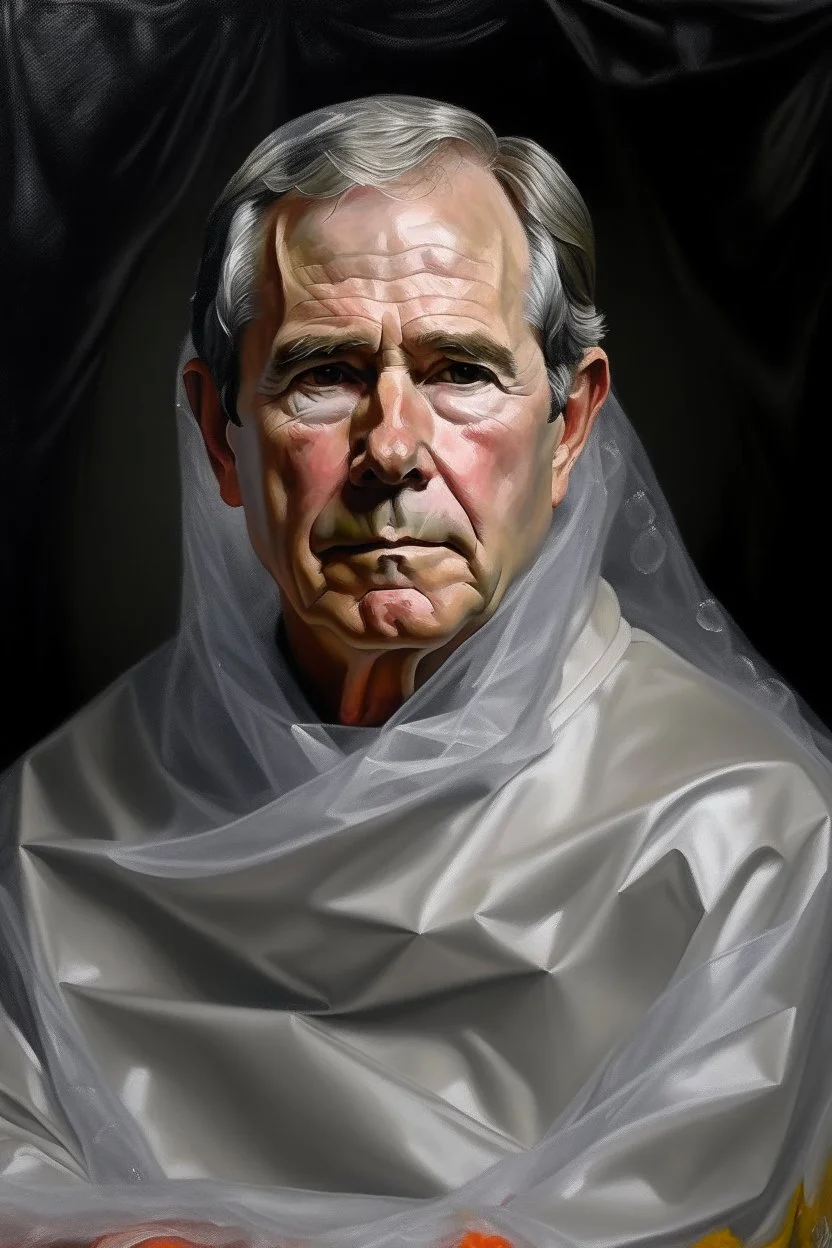 President George W. Bush painted as a bag of cocaine