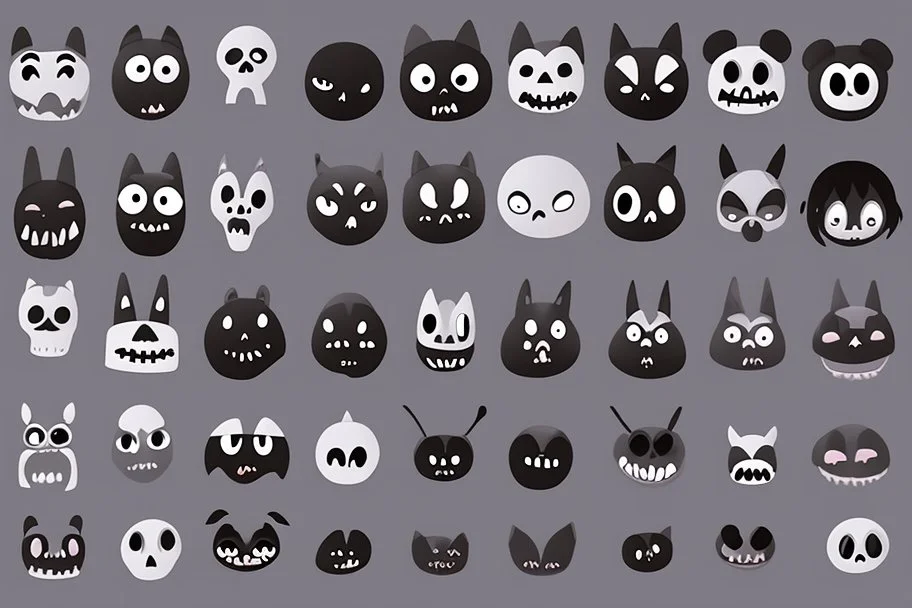 make a bunch of simple spooky and cute cartoon characters I could draw and make them all different