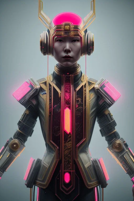 MCU Portrait, Front image. cyberpunk Asian sweet woman, pink short hair. Ceramic rabbit mask, latex suit. Red, black, gold, color. Punk style. highly detailed, concept art, smooth, unreal engine 5, god rays, ray tracing, RTX, lumen lighting, ultra detail, volumetric lighting, 3d, finely drawn, high definition, high resolution.