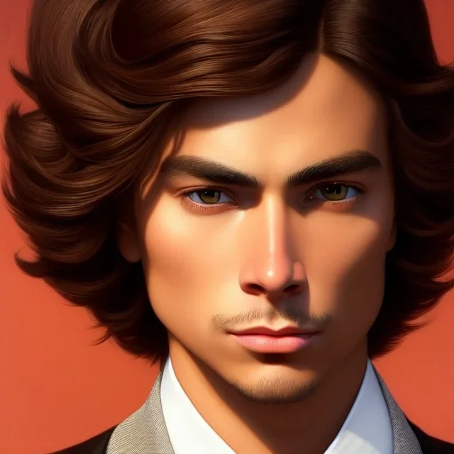 Matthew Lawrence's highly detailed flawless unmarked unblemished beautiful face, meticulously detailed multi-hued sable chestnut burnt umber hair; digital painting, artstation, smooth, sharp focus, colorful illustration, art by Lisa Frank, artgerm, Greg Rutkowski, Alphonse Mucha and William-Adolphe Bouguereau, Unreal Engine 5