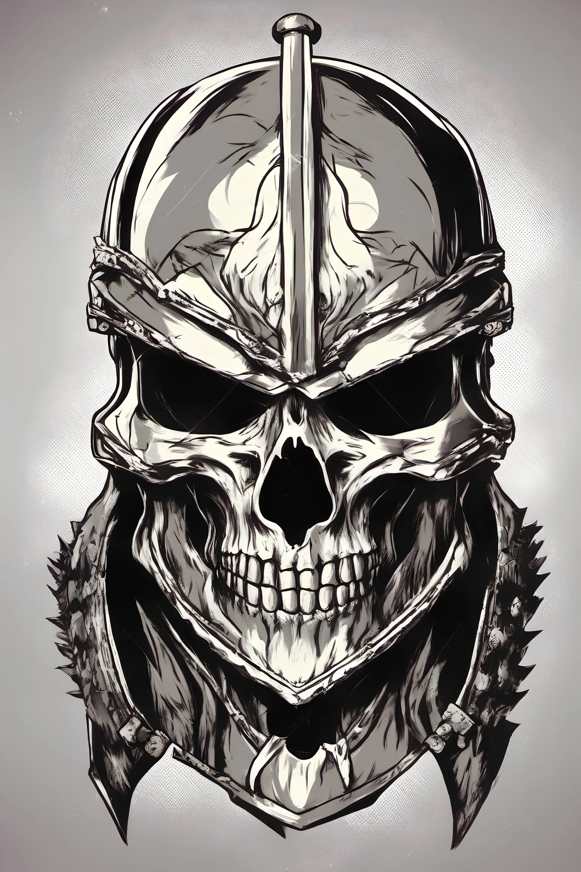 WARRIOR skull helmet, comic style, portrait