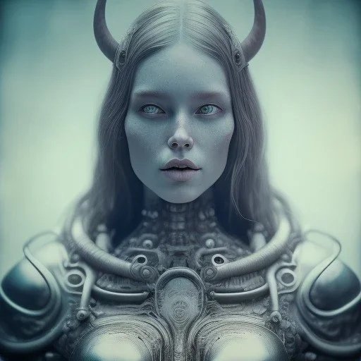 A viking girl as a liquid fluid, hr giger, scary, steam punk, realistic, made in octane, cinematic, ultra-realistic, extremely detailed octane rendering, 8K, VRAY Super Real ar 2:3, dof photorealistic futuristic 50mm lens hard lighting dark gray tintype photograph, realistic lighting, sepia color