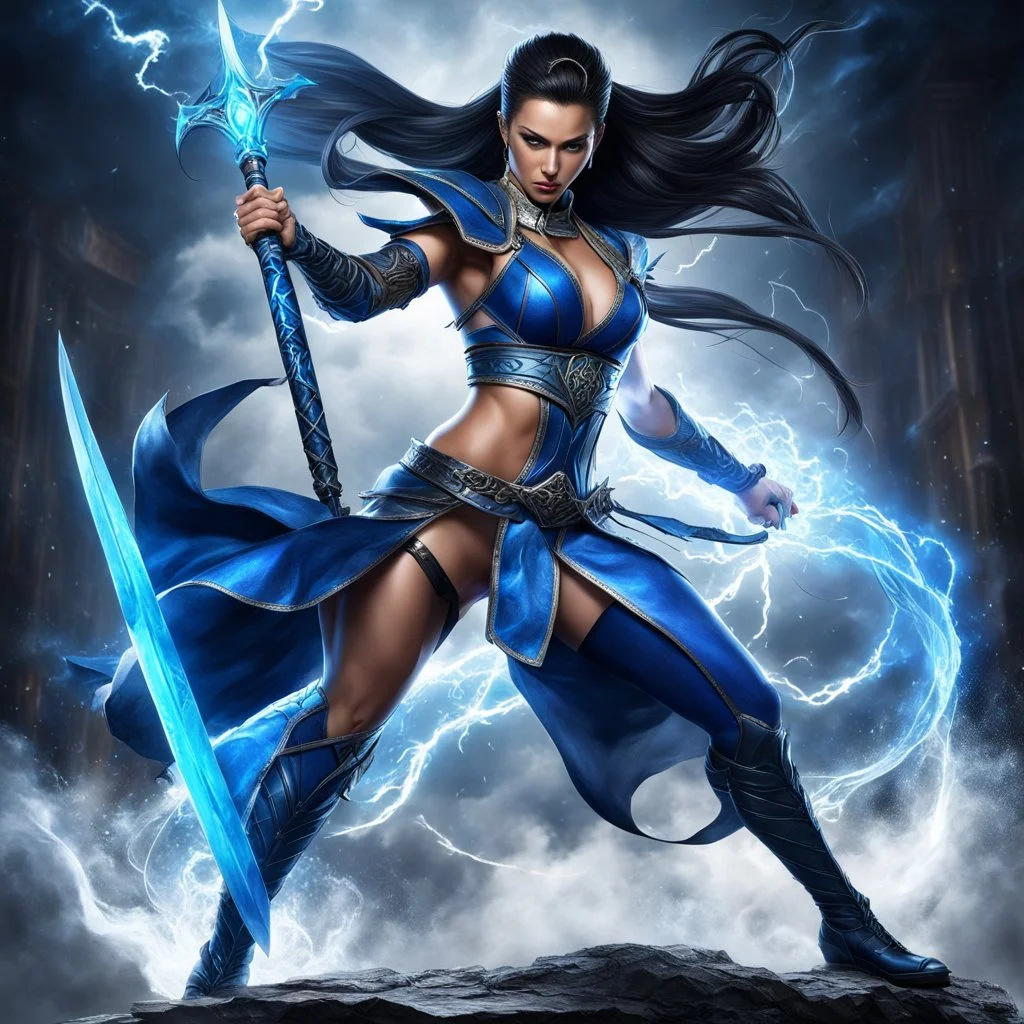 Fhoto full body, reality, Raw, kitana vs devil king, super magic storm, mortal combat, sword, sexy killer, digital art, intricate details, powerful composition, captivating, , trending on artstation, sharp focus, studio photo, intricate details, highly detailed, by addiedigi