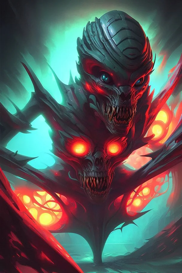 Dark monster, hyperdetailed cool colors detailed painting acrylic art oil on canvas futuristic post-fantasy