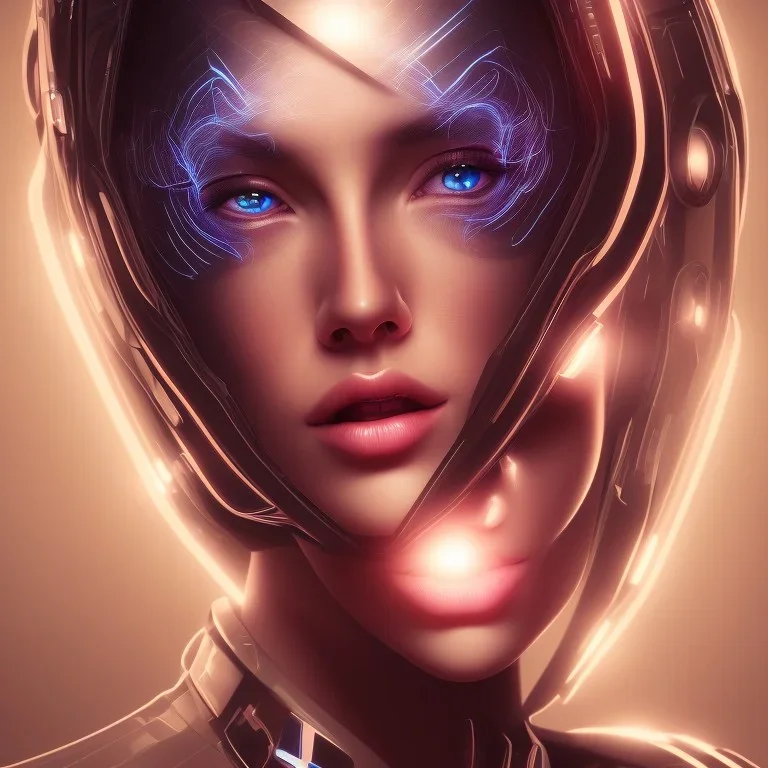 cyber, head, women, portrai, tron