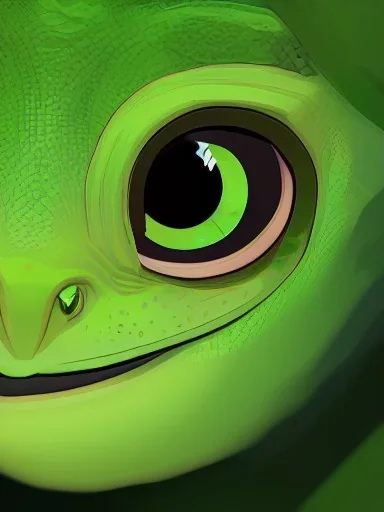 a green gecko with big cute eyes staring at you portrait minimalist
