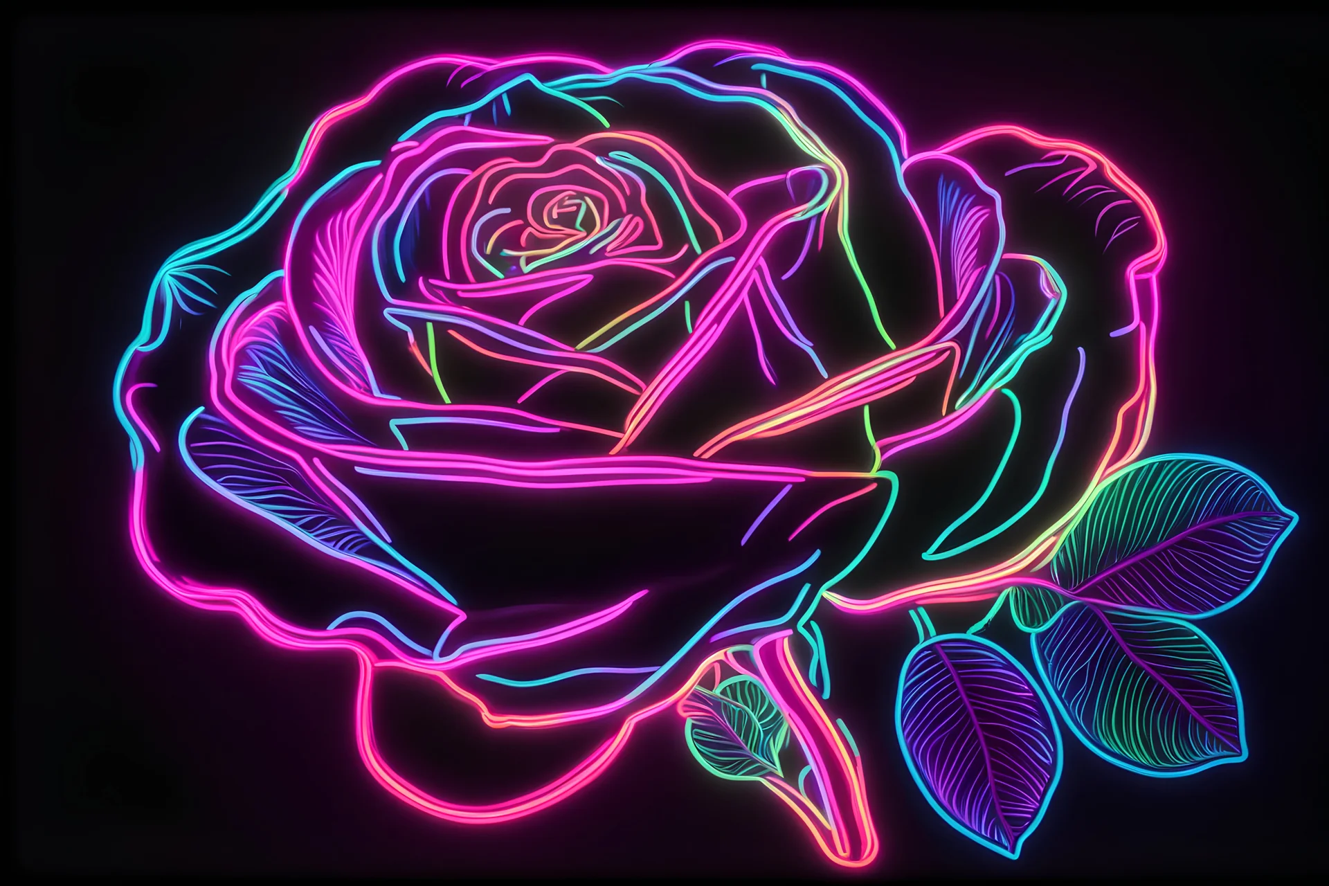 Black light art, neon rose