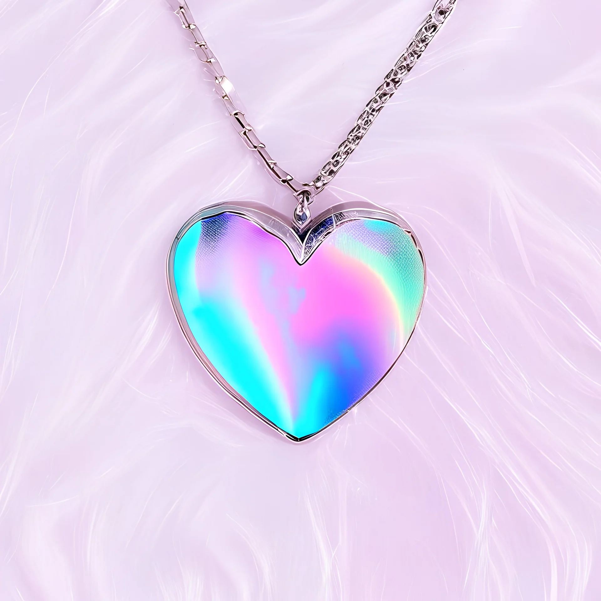 iridescent metallic heart neckless