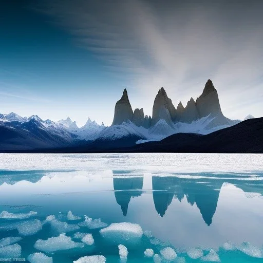 Beyaz buzların kapladığı Patagonian gölleri