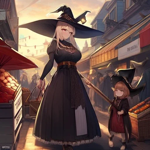 cute witch, destroyed streetMarket,