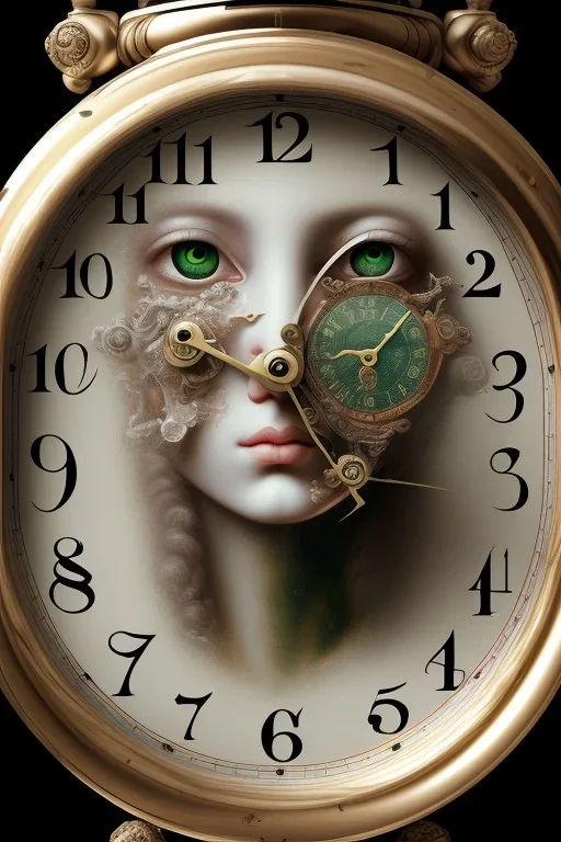 a realistic painting of clocks, by jaques louis david, mixed media, textured, anatomically correct, beautiful perfect face, green eyes, sharp focus, highly detailed