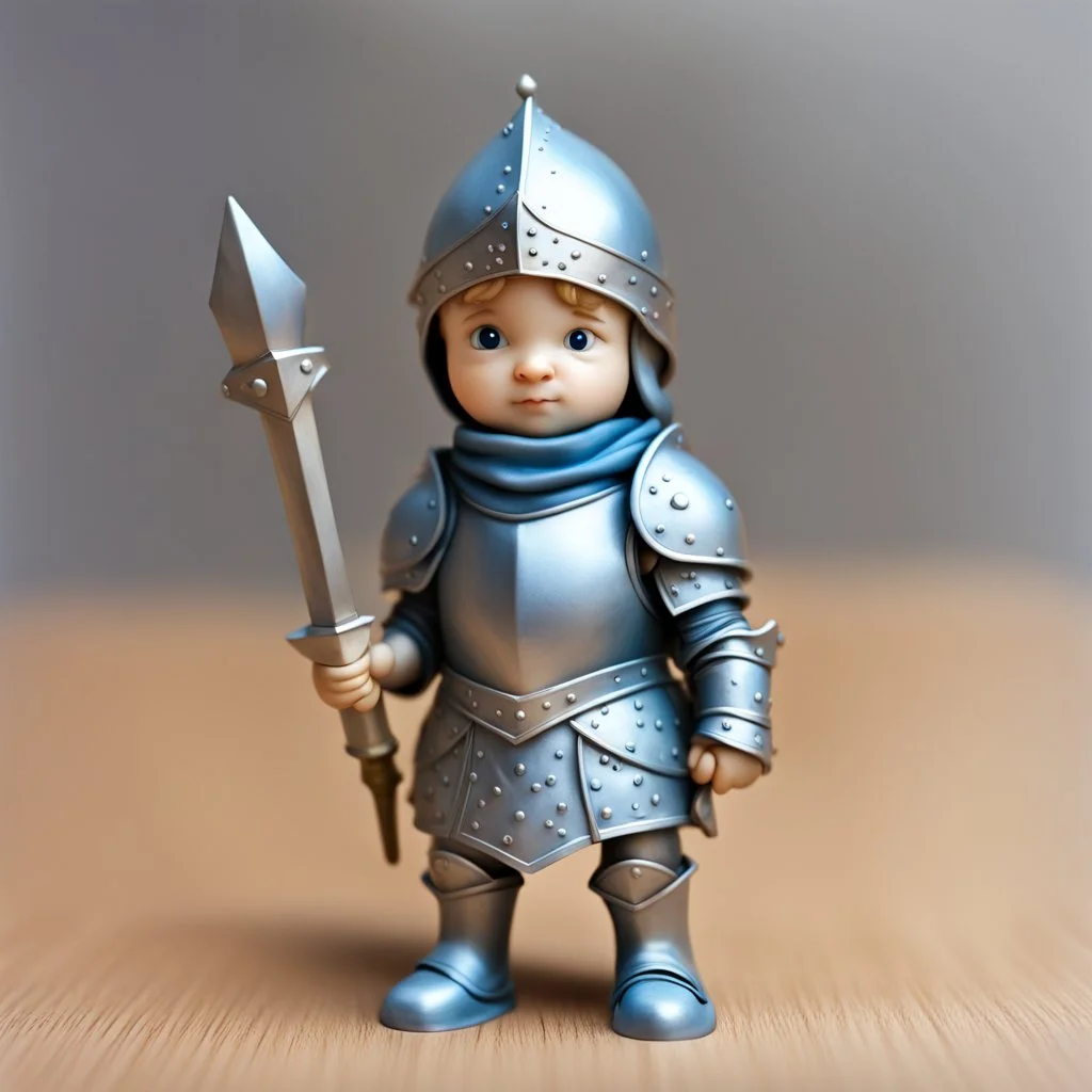 A cute little paladin knight in shining armour, 3D putty, playdough