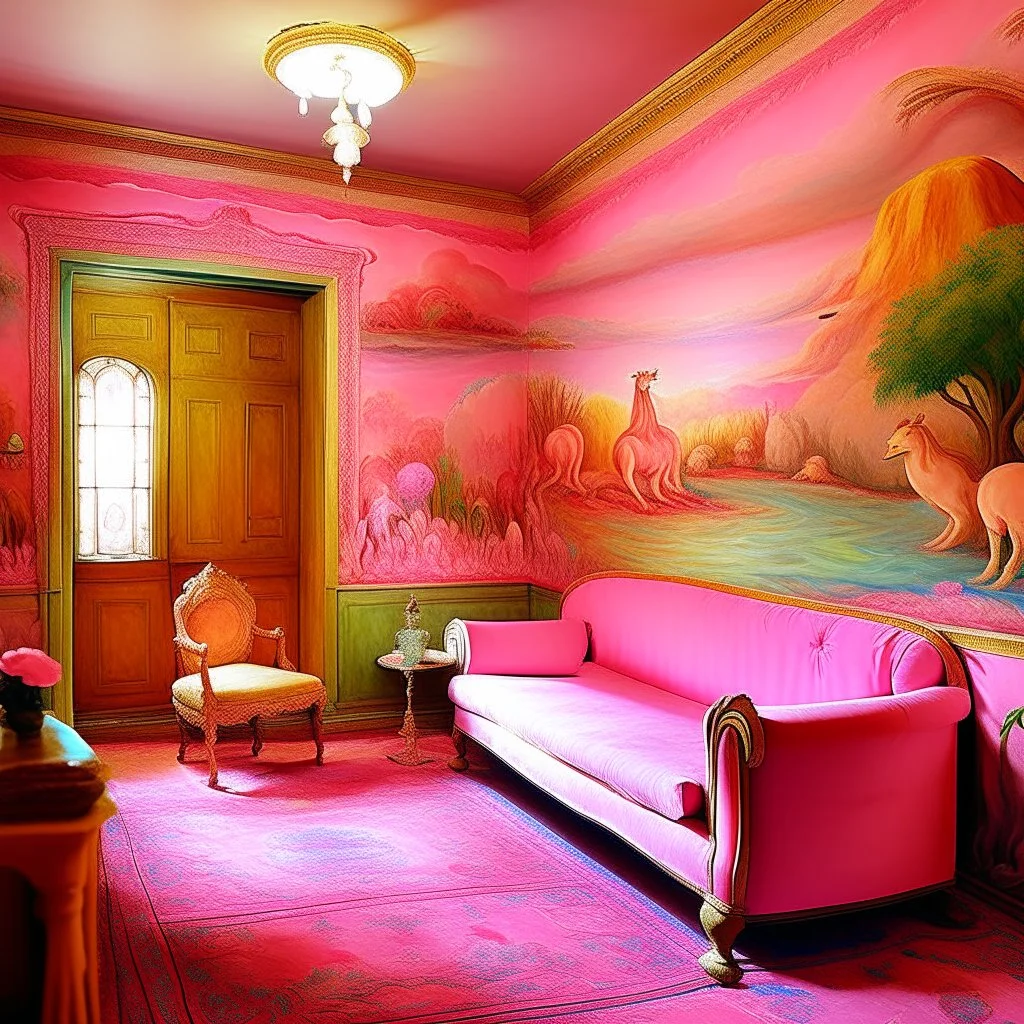 A pink kingdom in photo light designed in Kuna Molas painted by Edgar Degas