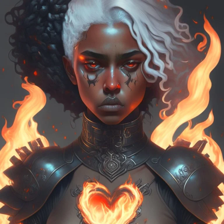 Ana de Armas, tom Bagshaw art style, high detail, high quality, ebony goddess, heater, iron coil heater, gears, steam, steal ribcage, steal breastplate, white hair, fire heart, heart on fire, metal made, 4k, high resolution. full detail. digital art, anime.