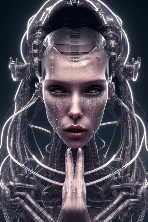 cyberpunk, head, scream women, portrai, open mouth, face cry, perfect skin, tron, cyborg, robot, cyborg, seven , perfekt, real, dream, hr giger