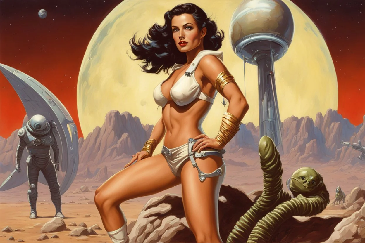 Sci-fi pin-up girl on an alien planet, John Carter of Mars