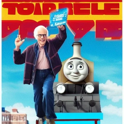 Larry David as Thomas the Tank Engine in a Saturday Night Fever dream movie poster