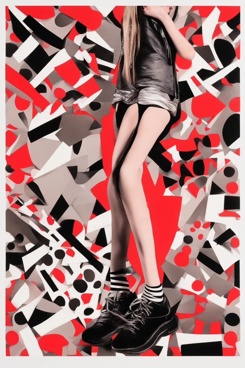 girls leg , modern art,red back ground,collage