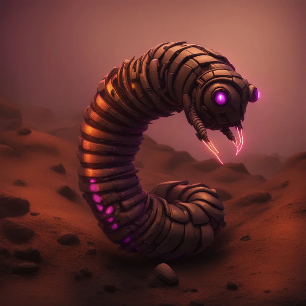 black and purple neon menacing looking geometric robotic worm