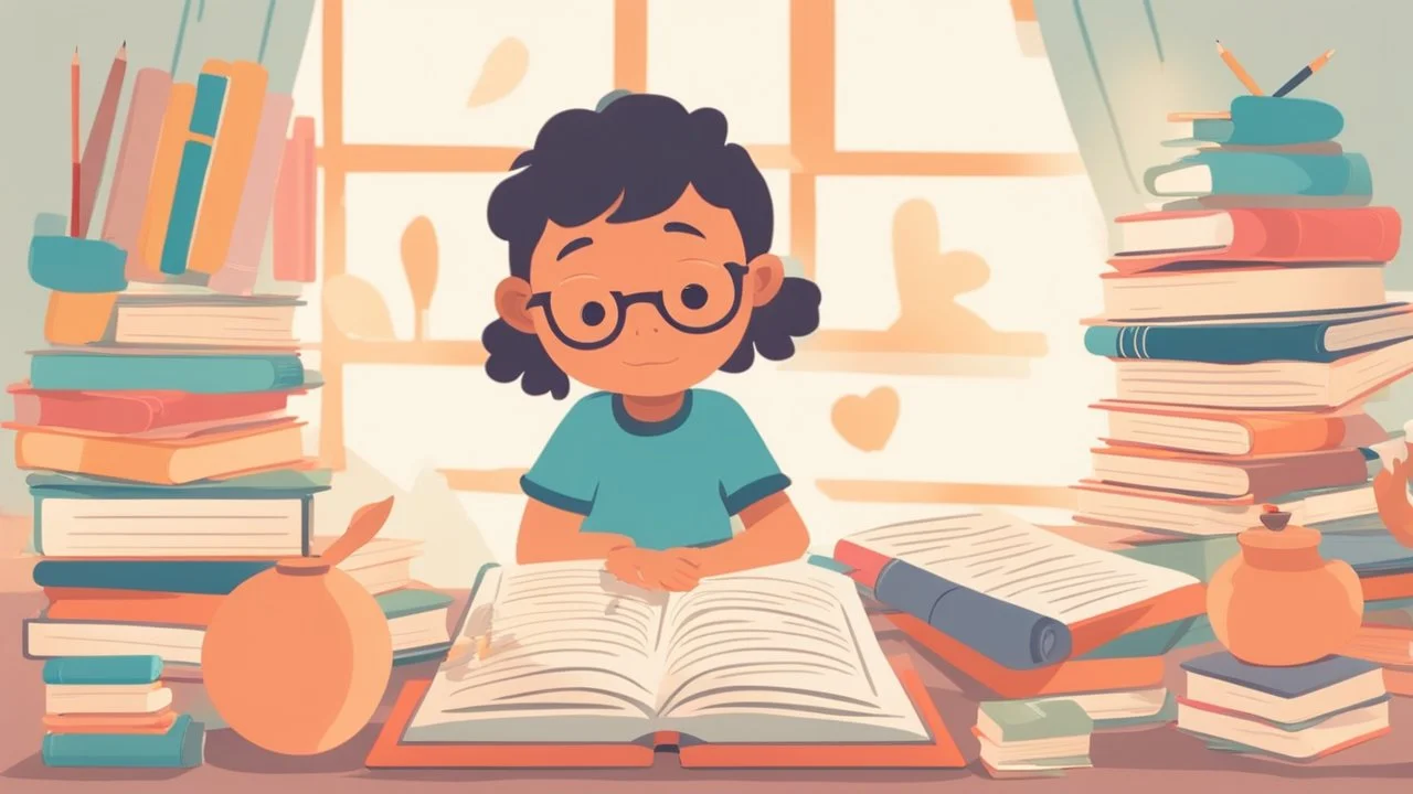 The image for the article could depict a young child sitting at a desk surrounded by colorful books and educational tools, looking at the pages of an open book with curiosity and interest. This image reflects the spirit of learning and exploration in children, illustrating the opportunities that come with developing their love for knowledge and self-learning.