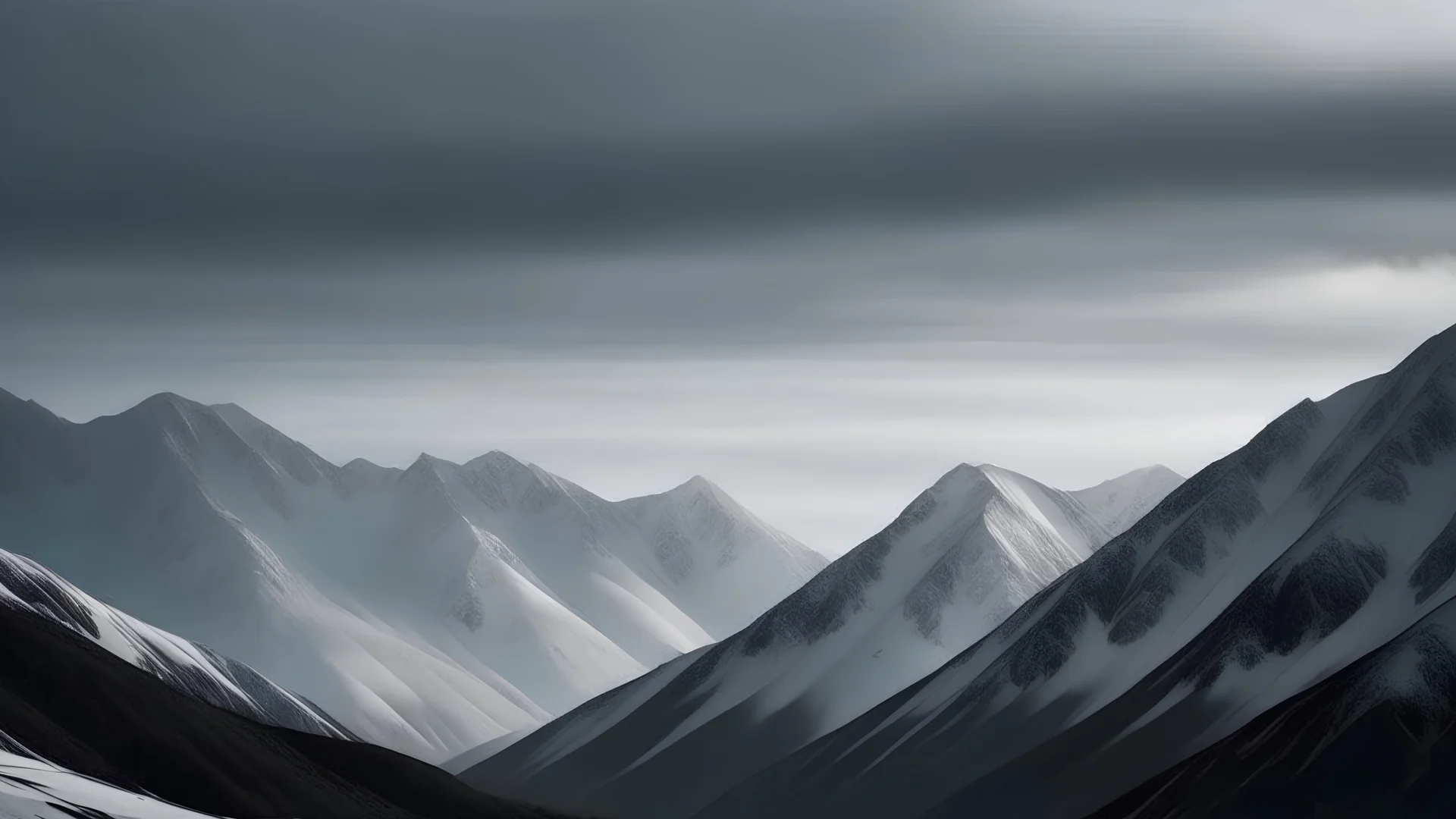 dramatic minimalistic clear mountains winter landscape