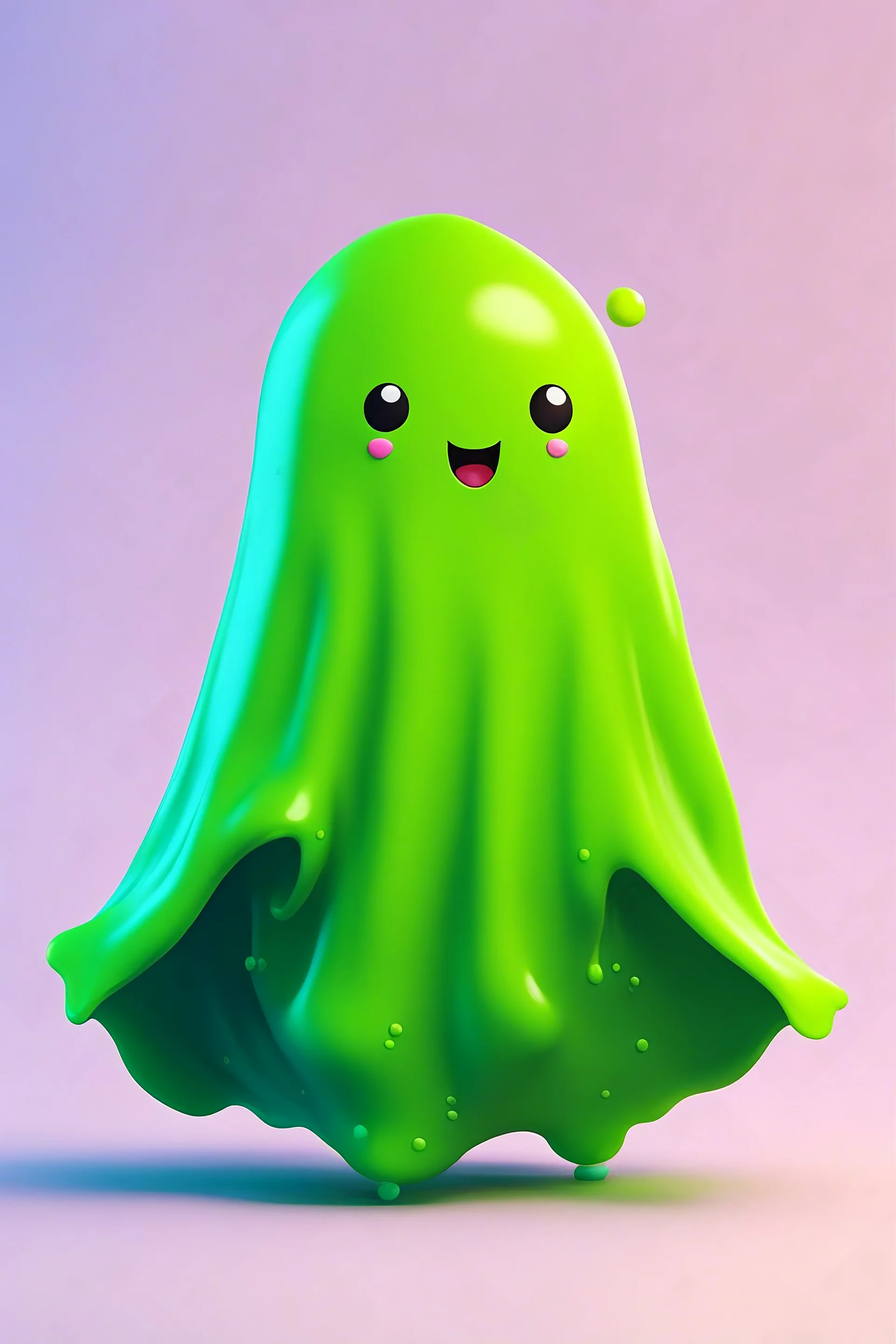 cute, slime, blob, happy with a mini cape On its back