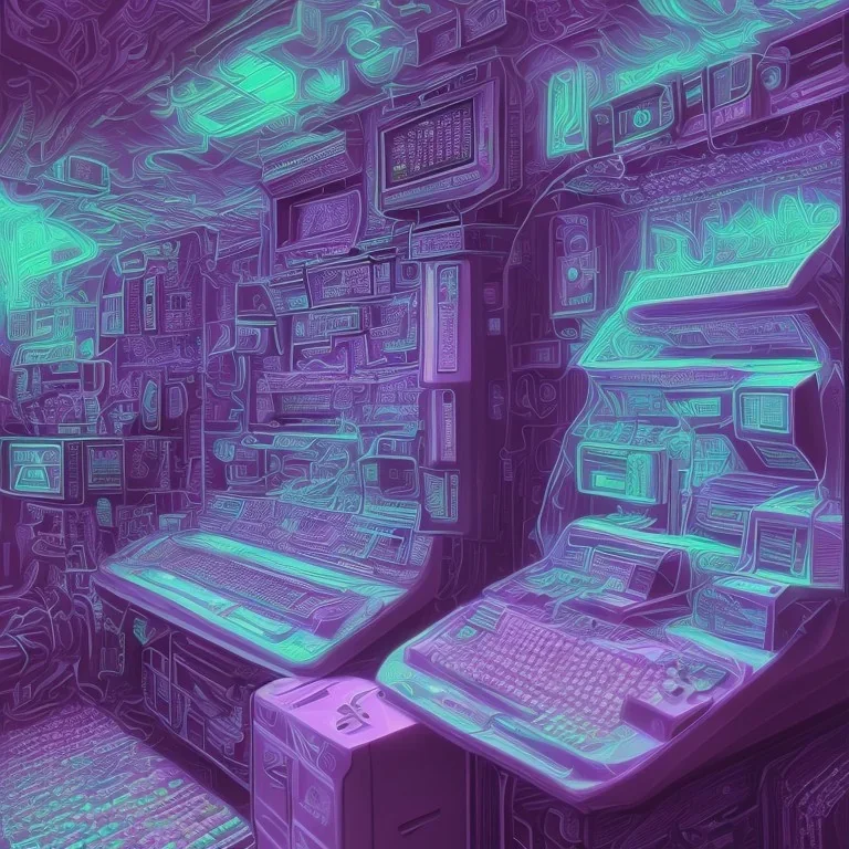 1980's aesthetic vaporwave computer realistic