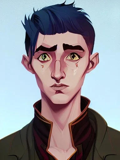 Portrait of a 30 year old strange gay wizard like Merlin