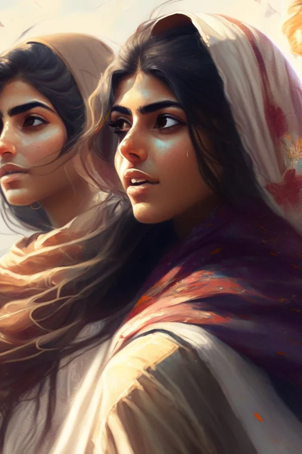 life, freedom, Persian girls, digital art, 4k, full detail, high resolution