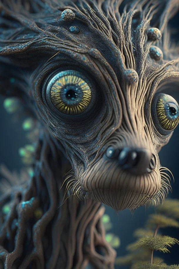 Variable tree dog creature alien ,insanely detailed, 16k resolution, perfect eyes, cinematic smooth, intricate detail