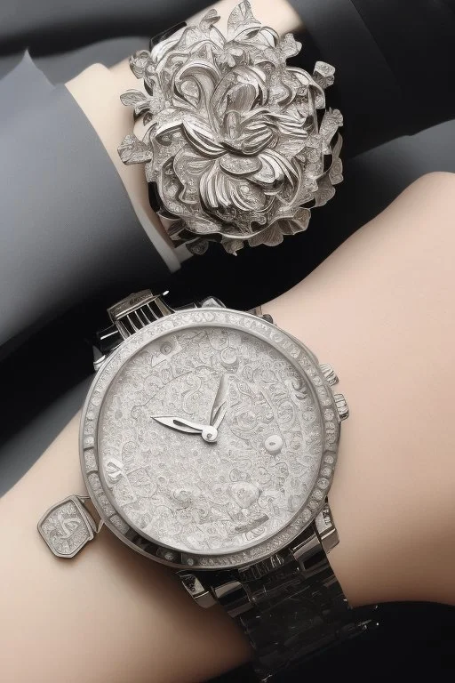 White gold wristwatch with ester flower