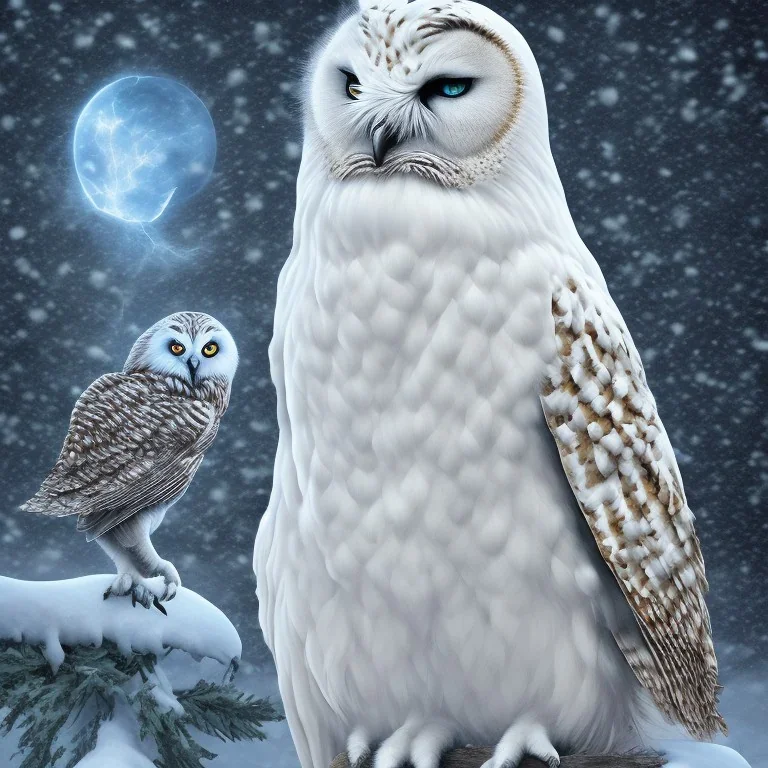 snow OWL RAVEN