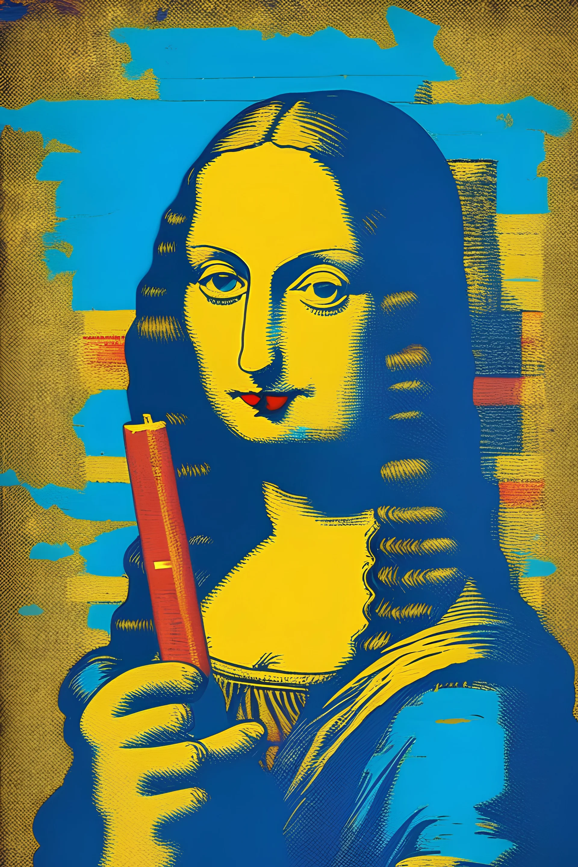 Mona Lisa holds cigar pop art