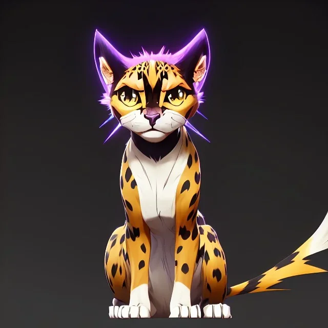 An electric type, Cheetah inspired cat-like pokemon, with big width eyes. long whiskers shaped like Lightning bolts. Yellow and white fur coverd with blotchy black spots. white paws