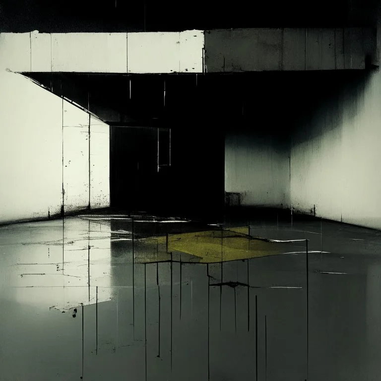 Minimal abstract oil paintings desolate 1960s carpark concrete fragments in a rain storm. style of Justin Mortimer and Francis Bacon. road markings.