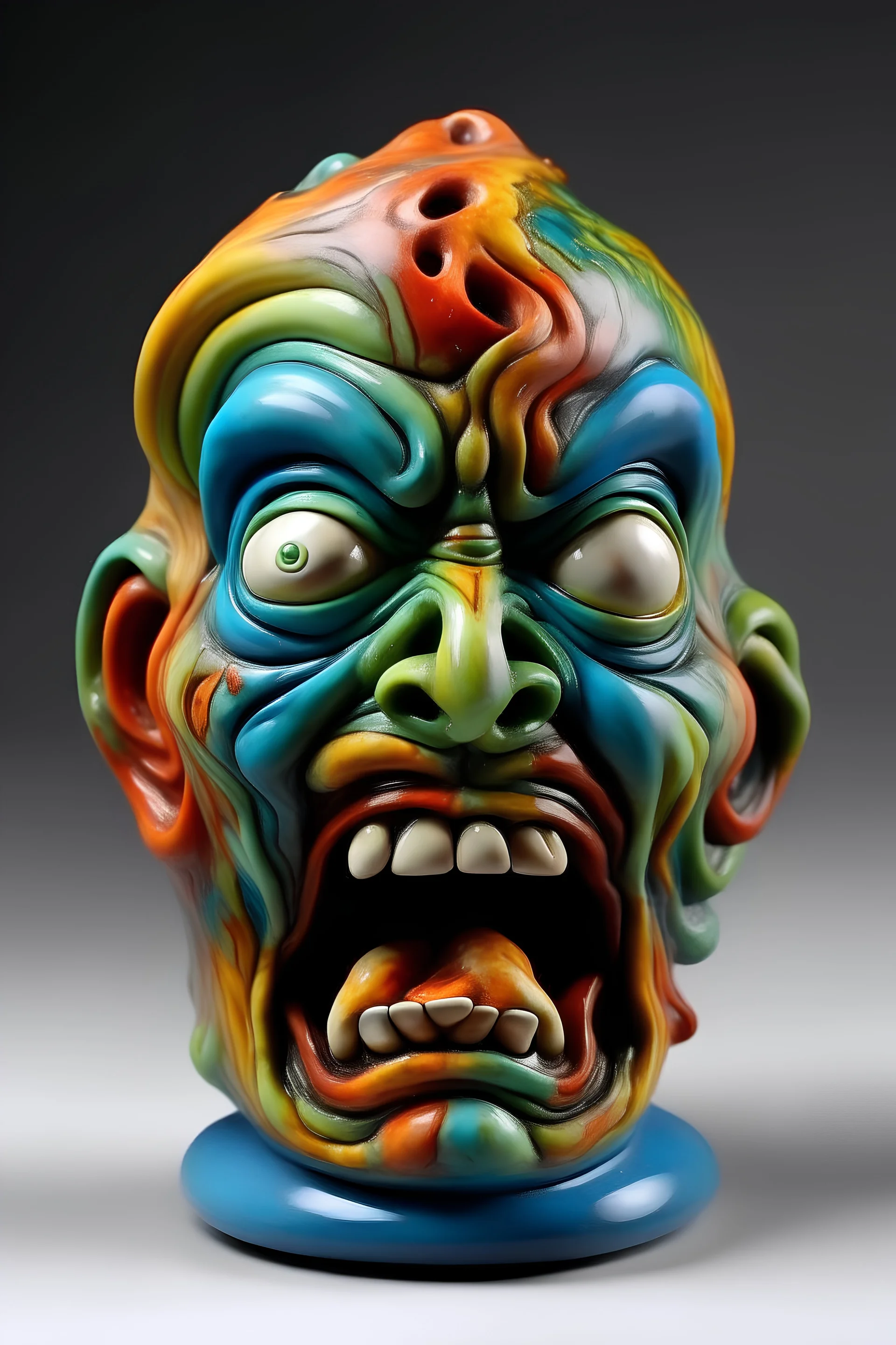 ceramic sculpture, beautiful, angry, colour