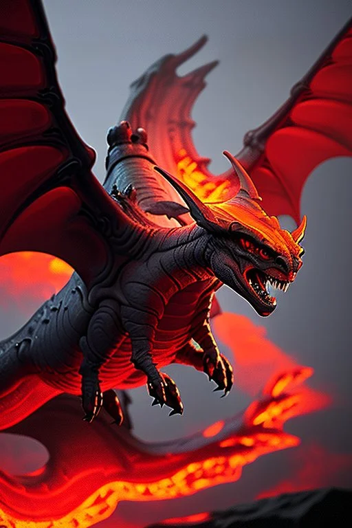 Demonic Wyvern, lava, masterpiece, expert, 8K, hyperrealism, sharp focus, cinematic lighting