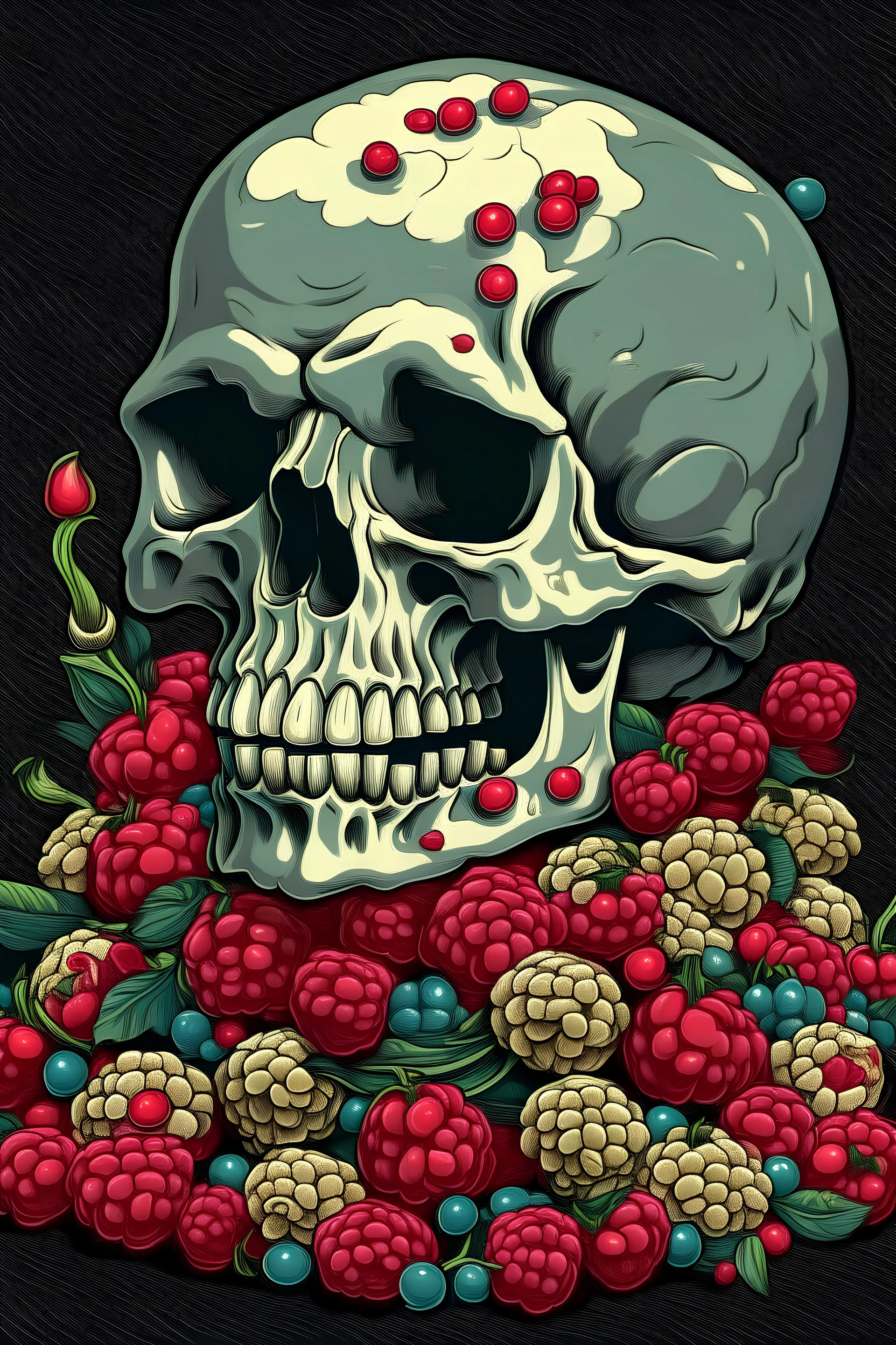 bush with sweets without skull