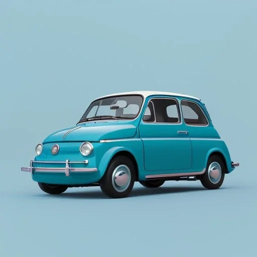 Tiny Fiat 500, soft smooth lighting, with soft colors, 100mm lens, 3d octane render, cinema4d, trending on polycount, modular constructivism, blue background, physically based rendering, centered.