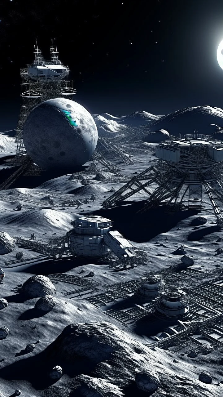 asteroid mining construction on the moon