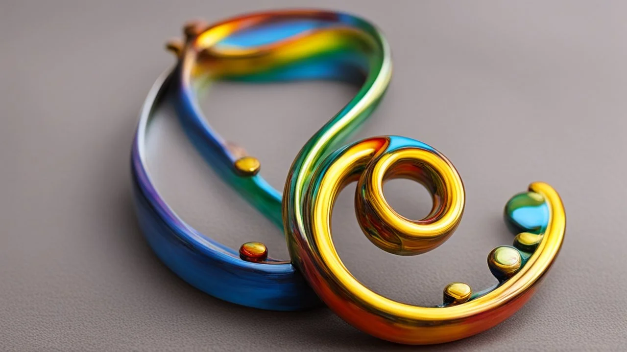 Attractive musical sculpture based on the treble clef symbol, enamel paint multicoloured, amazing detail, beautiful composition, award-winning photograph, astonishing realism, 28mm lens, adjust perspective