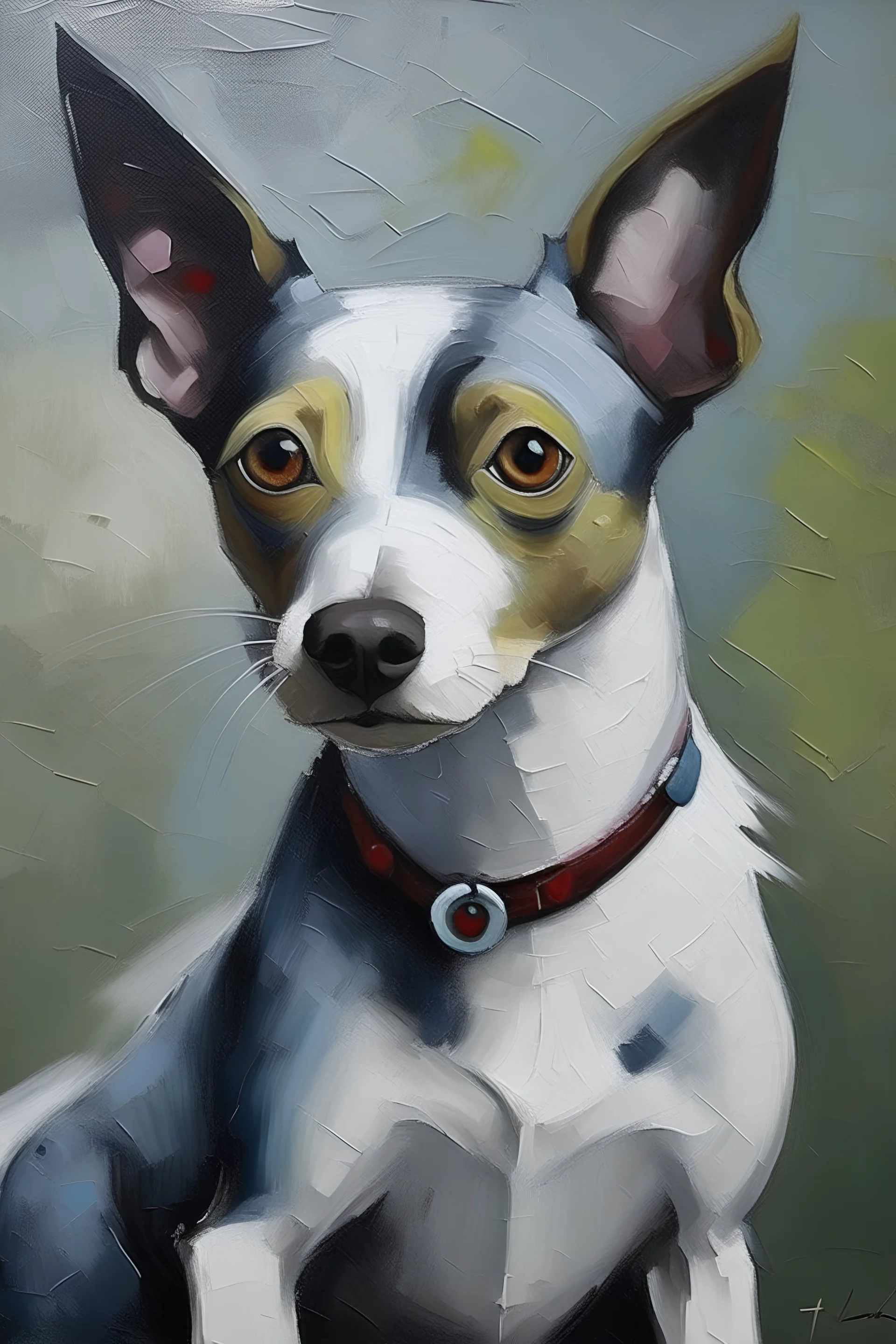 Portrait of gray american rat terrier by Kadinsky