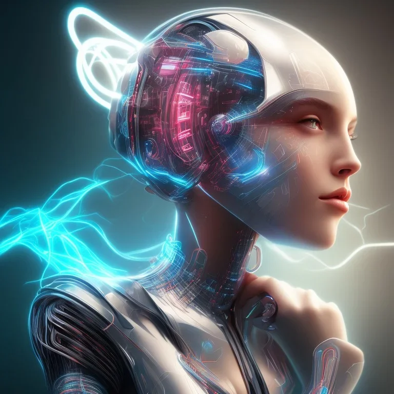 cyber, head, women, portrai, tron