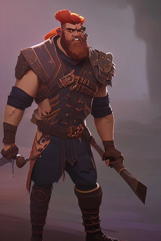 Zaprodan, the 'Thunder Drummer' is depicted as a short and stout man, thick and barrel-chested. His arms strong from swinging his hammer all day. His armor is blue steel, detailed in a deep orange color. He has a fire red Mohawk and beard. He wields a battle axe of great power. It has been lost for centuries. He is a god quick to laughter and celebrating, drinking ale and toasting to his mighty deeds with his allies