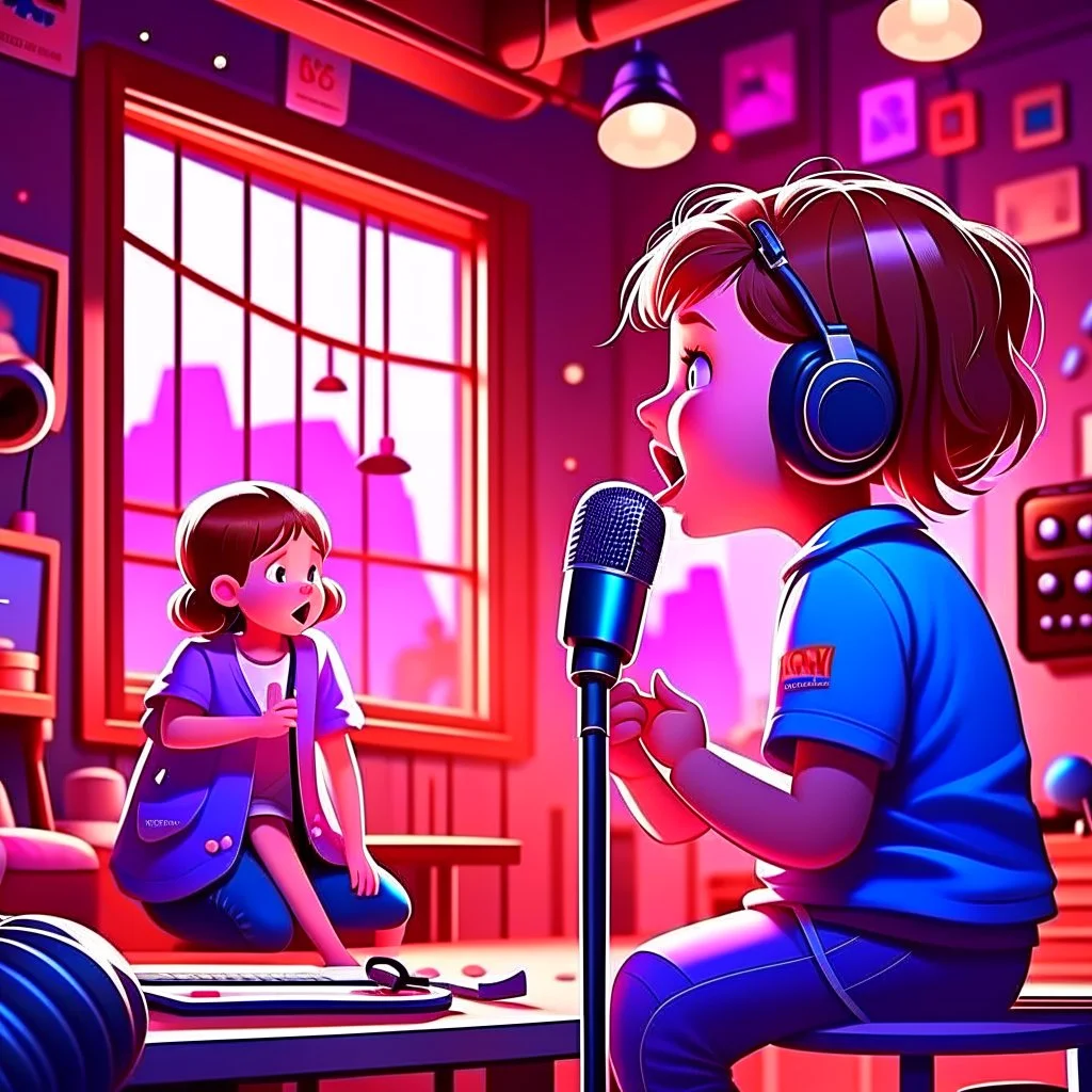 Children's Illustration Style, Secret writing of the microphone:We are close to the most suitable players and they are running while strengthening the layout. cinematic photo, 4k, highly detailed, uhd image, intricate details, detailed scene background, detailed, 8k, trending, amazing art, colorful