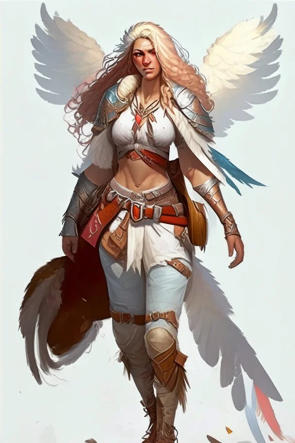 female aasimar barbarian wearing traveling clothes